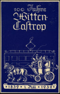 Castrop /  Witten 1939 (Juni) PP 5 Pf. Adler + 1 Pf. Hindenburg: 100 Jahre Personenfahrt Witten Castrop (Streckenführung - Tramways