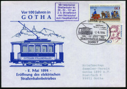 99867 GOTHA 1/ 1894../ 100 Jahre/ Straßenbahn In Gotha 1994 (2.5.) SSt = Histor. Tram + Viol. HdN: Mit Histor./ Straßenb - Tramways