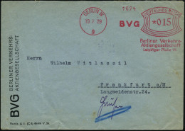 BERLIN W/ 9/ BVG/ Berliner Verkehrs-/ AG 1929 (19.7.) Früher AFS Aus Dem Gründungsjahr Der BVG (= U-, Straßenbahn U. Omn - Trains