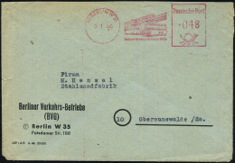 (1) BERLIN W 35/ Berliner Verkehrs-Betriebe (BVG) 1948 (24.4.) Dekorativer AFS = U-Bahn Als Hochbahn (u. Doppeldeck-Omni - Eisenbahnen