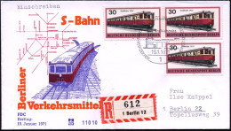 BERLIN 1971 (18.1.) 30 Pf. S-Bahn 1932, Reine MeF: 3 Stück + ET-SSt + RZ: 1 Berlin 12 , Klar Gest. Orts-R-Bf. + R-Einl.- - Trains