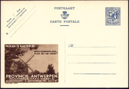 BELGIEN 1951 90 C. Reklame-P Ziffer ,blau:  MOLEN TE KASTERLEE.. = Windmühle , Ungebr. (Mi.P 273 II / 1099) - KRAFTWERKE - Autres & Non Classés