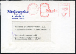 (21a) BIELEFELD 2/ Miele/ Wäscheschleuder 1961 (31.7.) Dekorativer AFS Francotyp = Wäscheschleuder , Firmen-Bf.: Mielewe - Electricity