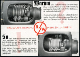 MEHLEM/ Bürstenhalter/ RINGSDORFF/ WERKE AG. 1935 (26.11.) AFS = Kohlebürstenhalter Auf Passender, Zweifarb. Reklamekt.! - Electricity