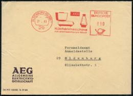 29 OLDENBURG (OLDB)1/ AEG/ Küchenmaschine/ M.aromat.Mixer 1963 (27.2.) AFS Postalia = 2 Küchen-Mixer , Klar Gest. AEG-Fi - Electricity