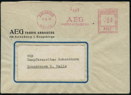 ANABERG/ (ERZGEB)/  A E G /  FABRIK ANNABERG 1947 (16.10.) Seltener AFS Francotyp "Hochrechteck" , Seltener AEG-Firmen-B - Electricité
