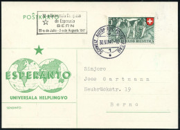 SCHWEIZ 1947 (30.7.) Amtl. HdN; 32-a Universala Kongreso/de Esperanto/BERN.. (Stern) + 1K: SCHWEIZ. AUTOMOBIL-POSTBUREAU - Esperánto