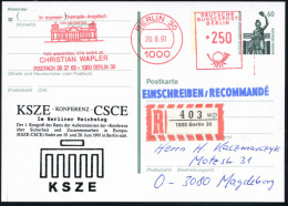 1000 BERLIN 30/ ..DER REICHSTAG.. 1991 (20.6.) AFS 250 Pf. = Reichstag Als VE Auf Amtl.P 60 Pf. Bavaria, Grün + Zudruck: - Autres & Non Classés