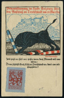 ÖSTERREICH 1921 (30.5.) Color-Propaganda-Ak.: Volksabstimmung Im Lande Salzburg.. (Stier Rammt Grenzpfähle, Sign. Reisen - Sonstige & Ohne Zuordnung