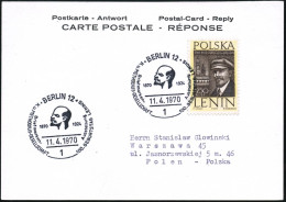 1 BERLIN 12/ 1870 1924/ ...100.GEBURTSTAG LENINS 1970 (11.4.) West-berliner SSt (Kopfbild) Auf EF Polen 2,50 Zl. Lenin ( - Karl Marx