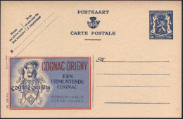 BELGIEN 1941 50 C. Reklame-P Löwe, Blau: COGNAC ORIGNY/EEN/UITMUNTENDE/COGNAC.. (= Kopfbild Franz I. Mit Cognac-Glas) Fl - Other & Unclassified