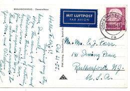 69768 - Bund - 1955 - 40Pfg Heuss I EF A LpAnsKte BRAUNSCHWEIG -> Rutherford, NJ (USA) - Cartas & Documentos