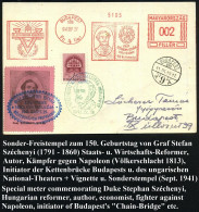 UNGARN 1941 (27.9.) AFS Francotyp: BUDAPEST/Fr.4/GROF/SZECHENYI ISTVAN/SZÜLETESENEK... = 150. Geburtstag Graf Stephan Sz - Other & Unclassified