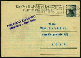 ITALIEN 1950 (11.12.) Seltener MWSt.: PARMA/FERROVIA/E R P / L'ITALIA/RICOSTRUISCE (Text Links) Bedarfs-Kt. - EUROPA-VOR - Autres & Non Classés