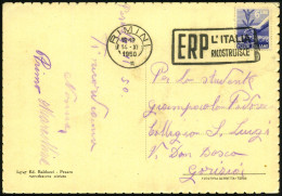 ITALIEN 1950 (14.11.) Seltener MaWSt.: RIMINI/ E R P /L'ITALIA/RICOSTRUISCE , Klar Gest. Bedarfs-Ak.: Pesaro - EUROPA-VO - Other & Unclassified