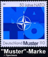 B.R.D. 1999 (März) 110 Pf. "50 Jahre N.A.T.O." Mit Amtl. Handstempel  "M U S T E R" , Postfr. + Amtl. Ankündigungsblatt  - Autres & Non Classés