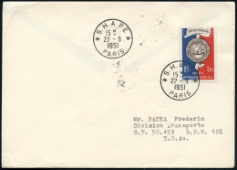 FRANKREICH 1951 (22.9.) 1K: S.H.A.P.E./ * PARIS * = Hauspostamt NATO-Hauptquartier , 2x Klar Gest. Inl.-Bf. An Feldpost- - Andere & Zonder Classificatie