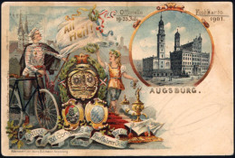 AUGSBURG 1901 (18.7.) 1K Auf PP 5 Pf. Wappen Grün:  "GRUSS Vom XVI. Congress D. Allgem. Radfahrer" Mit Flagge "All Heil! - Other (Earth)