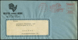BIELEFELD 2/ Meister/ In Aller Welt 1940 (10.9.) Dekorativer AFS Francotyp = Rad-Rennfahrerkopf (mit Lorbeer Vor Globus) - Otros (Tierra)