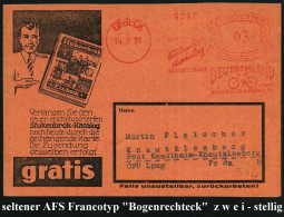 EINBECK/ ..Stukenbrok/ Katalog/ ..DEUTSCHLAND/ 3 JAHRE/ FABRIKGARANTIE 1931 (14.3.) Sehr Seltener AFS Francotyp  "Bogenr - Sonstige (Land)