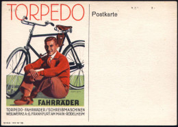 Frankfurt/ Main-Rödelheim 1929 Künstler-Color-Reklame-Ak.: TORPEDO/FAHRRÄDER..WEILWERKE AG. (Mann Sitzt Vor Fahrrad) Sig - Sonstige (Land)