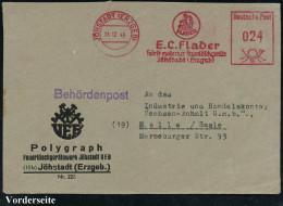 JÖHSTADT (ERZGEB)/ E.C.Flader/ Fabrik Moderner Feuerlöschgeräte 1939 (12.9.) AFS Francotyp "Posthorn" = Feuerwehrmann Gi - Feuerwehr