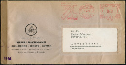 SCHWEIZ 1950 (5.6.) AFS.: BIEL (BIENNE) 1/475/..FEUERLÖSCHER/PYRENE (Hand-Feuerlöscher) + Brit. Eingangs-Zensur, Viol. 1 - Firemen