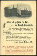 ERFURT/ *1a 1902 (24.3.) 1K-Gitter Auf Reklame-PP 3 Pf. Krone/Ziffer Braun: J.A. John, Erfurt 30/..Aufsatz Für Darr- U.  - Firemen