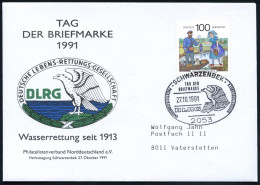 2053 SCHWARZENBEK/ TAG DER/ BRIEFMARKE/ DLRG 1991 (27.10.) SSt = Seeadler (Logo Der DLRG) Motivgl. SU: DLRG Wasserrettun - Sapeurs-Pompiers