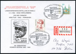 90562 HEROLDSBERG/ Heinrich George/ 100.Geburtstag/ FRANKEN/ PHILA.. 1993 (5.9.) SSt = Kopfbild H. George Mit Schirmmütz - Cinema