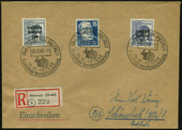 (3a) SCHWERIN (MECKL)1/ 1.Lichtbild-Wanderausstellung 1948 (14.11.) Seltene SSt = Kameralinse (u. Landeswappen) 3x Glask - Fotografía