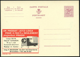 BELGIEN 1960 2 F. Reklame-P. Wappenlöwe, Weinrot: UN PRODUIT LEITZ-LEICA.. Projecteuer PRADIX.. = Dia-Projektor , Ungebr - Photographie