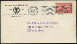 U.S.A. 1929 2 C. "Internat. Zivil-Luftfahrt Konferenz", EF Sauber Gest. (New York) Auf Vordruck-Bf.: JUNGER MAENNER-CHOR - Sonstige (Luft)