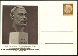 Anklam 1937 (Aug.) PP 3 Pf. Hindenbg., Braun: Otto Lilienthal (Büste Mit Inschrift) = 2. Vorpom., Philat. Werbeschau Ank - Sonstige (Luft)