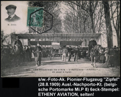 FRANKREICH 1909 (28.8.) 6eck-SSt: BETHENY-AVIATION/MARNE Vs. Auf S/w.-Foto-Ak: M. Zipfel, Aéroplan "ZIPFEL" , Seltene, F - Altri (Aria)