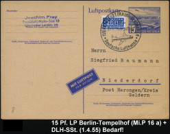 (16) FRANKFURT (MAIN)-FLUGHAFEN/ Deutsche Lufthansa/ Eröffnungsflug 1955 (1.4.) SSt = Flugzeug "Corvair" Auf Inl.-Flp.-P - Andere (Lucht)