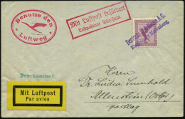 Marienburg /  Allenstein 1929 Roter Ra.2: MLb/Luftpostamt Allenstein. , EF 15 Pf. Adler , Viol. 2L: Deutsche Luft-Hansa  - Other (Air)