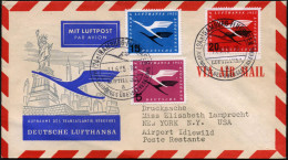 (24a) HAMBURG-FLUGHAFEN/ LUFTHANSA/ A/ AUFNAHME DES ÜBERSEEVERKEHRS 1955 (11.6.) SSt Auf DLH 5 Pf., 15 Pf. U. 20 Pf. Sat - Autres (Air)