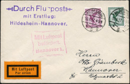 HILDESHEIM/ *2S 1927 (10.6.) 1K-Brücke Auf Flp. Adler 5 Pf. U. 15 Pf. (Mi.379, A 379) Viol. 3L: ..mit Erstflug: Hildeshe - Autres (Air)