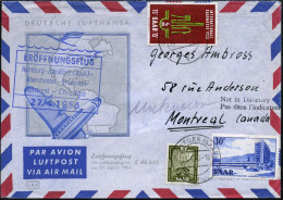 SAARLAND 1956 (Apr.) Saar-Mitläufer DLH Erstflug Hamburg - Ffm - Chicago, Etappe Montreal (rs.AS) 2K: DUDWEILER (SAAR)/e - Autres (Air)