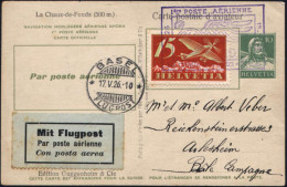 SCHWEIZ 1926 (15.5.) LPP 10 Pf. Tell, Grün: NAVIGATION HOLOGERE AERIENNE NHORA/Ier POSTE AERIENNE: Erstflug Le Locle - B - Other (Air)
