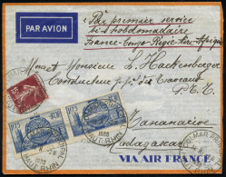 FRANKREICH 1938 (14.11.) 1,75 F. Besuch George VI., 2x + 1K: COLMAR PRICIPAL.. + Hs.: "Premier Service Frankreich - Cong - Autres (Air)