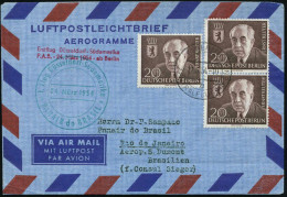 (1) BERLIN-ZENTRALFLUGHAFEN/ B 1954 (22.3.) 2K-Steg Auf 20 Pf. Ernst Reuter, Reine MeF: 3 Stück + Grüner HdN: 1.Flug Düs - Autres (Air)