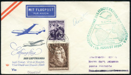 ÖSTERREICH 1956 (10.8.) Erstflug-SU.: Deutsche Lufthansa Deutschland - Südamerika, Seltene Zuleitung Aus Wien , österr.  - Sonstige (Luft)