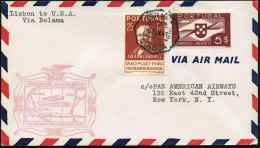 PORTUGAL 1941 (6.2.) Erstflug (PAA): Lisboa - Bolama - New York (rs. AS) Flp. 5 E. (Mi.594, 623) Rosa PAA-HdN = Flugboot - Otros (Aire)