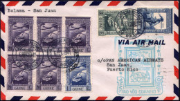 PORTUG.GUINEA 1941 (6.5.) Erstflug (PAA): Bolama - Nordamerika, Etappe Puerto Rico, San Juan (AS) Schöne Flp.-Frankatur  - Autres (Air)