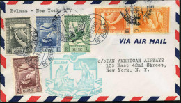 PORTUG.GUINEA 1941 (6.2.) Erstflug (PAA): Bolama - New York (rs. AS) Schöne Flp.-Frankatur (Mi.243/45 U.a.) Grüner HdN:  - Other (Air)