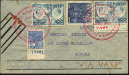 BRASILIEN 1940 (27.4.) Propaganda-Flug VASP, Roter SSt: SAO PAULO/Inauguracion/VASP/Mens Sana In Corpore Sano 2x (Franka - Andere (Lucht)