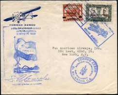 EL SALVADOR 1930 (1.1.) Erstflug-Bf.: San Salvador - New York (rs. Bl.AS) Blauer FaWSt.: CORREO AEREO/SAN SALVADOR (Dopp - Andere (Lucht)