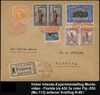 URUGUAY 1925 (25.8.) Inland-Experimental-Flug: Montevideo - Florida (AS) 3x Roter SSt.: CORREO AEREO/ MONTEVIDEO (Muller - Autres (Air)